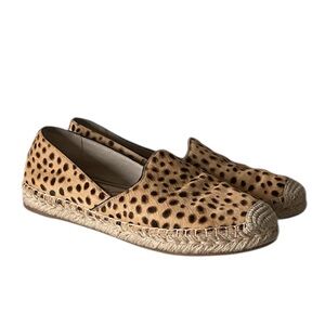 Sam Edelman “Kesia” Tan Cheetah Print Cow Hair Leather Flat Espadrille, size 8